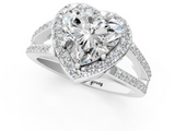 White gold Heart Halo Split Shank Diamond Ring with Four-Prong Setting_37