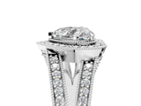 White gold Heart Halo Split Shank Diamond Ring with Milgrain Prong Setting_11