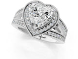 White gold Heart Halo Split Shank Diamond Ring with Milgrain Prong Setting_7