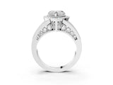 White gold Heart Halo Split Shank Diamond Ring with Milgrain Prong Setting_9