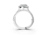 White gold Heart Halo Split Shank Diamond Ring with Pavé Setting_29