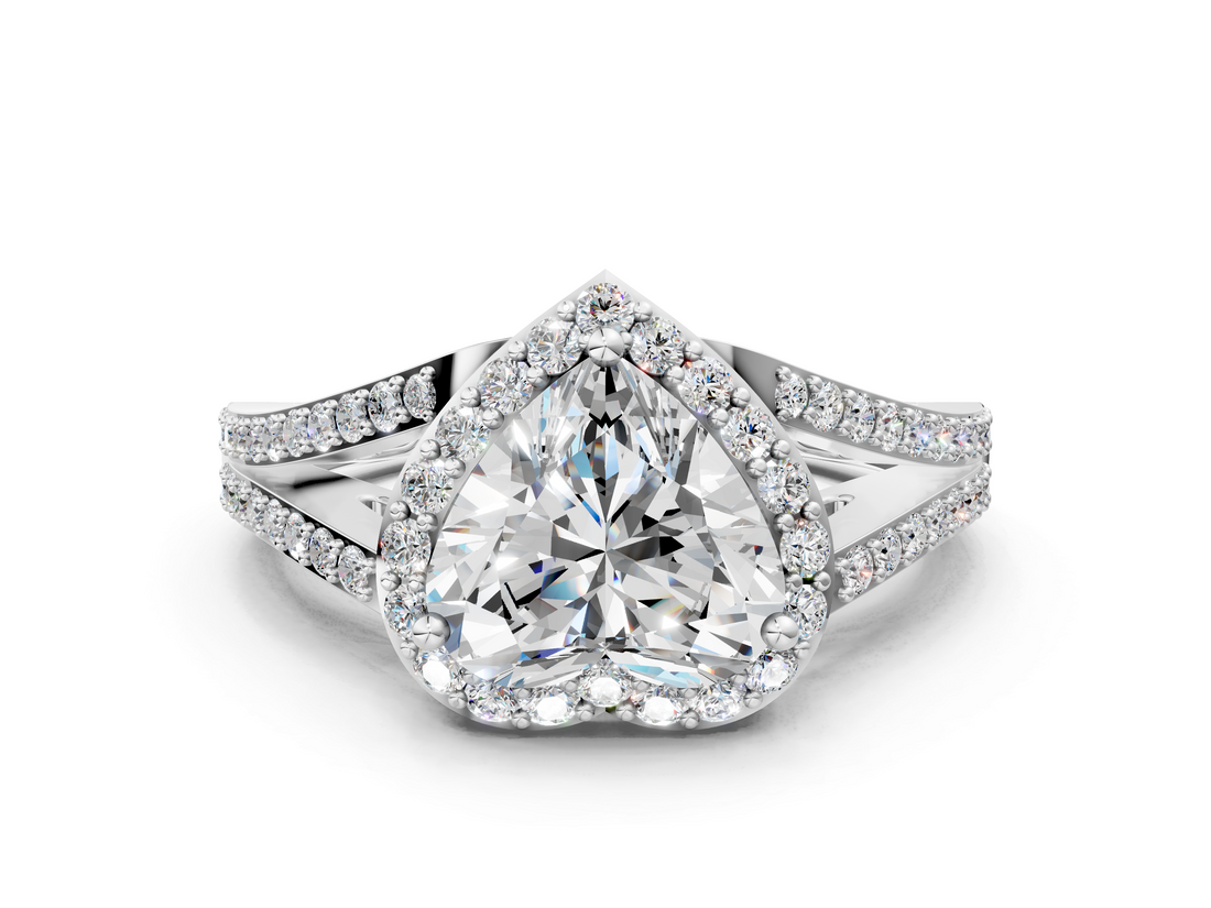 White gold Heart Halo Split Shank Diamond Ring with Prong Setting_20