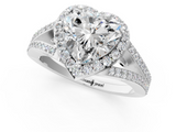 White gold Heart Halo Split Shank Diamond Ring with Prong Setting_21