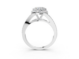 White gold Heart Halo Split Shank Diamond Ring with Prong Setting_23