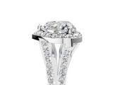 White gold Heart Halo Split Shank Diamond Ring with Prong Setting_25