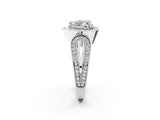 White gold Heart Halo Split Shank Milgrain Diamond Ring_28