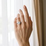 White gold Heart Halo Split Shank Milgrain Diamond Ring_6
