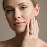 White gold Heart Halo Split Shank Milgrain Diamond Ring_7
