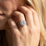 White gold Heart Halo Split Shank Milgrain Diamond Ring_8
