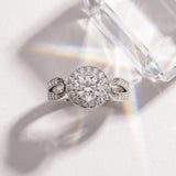 White gold Heart Halo Split Shank Milgrain Diamond Ring_9
