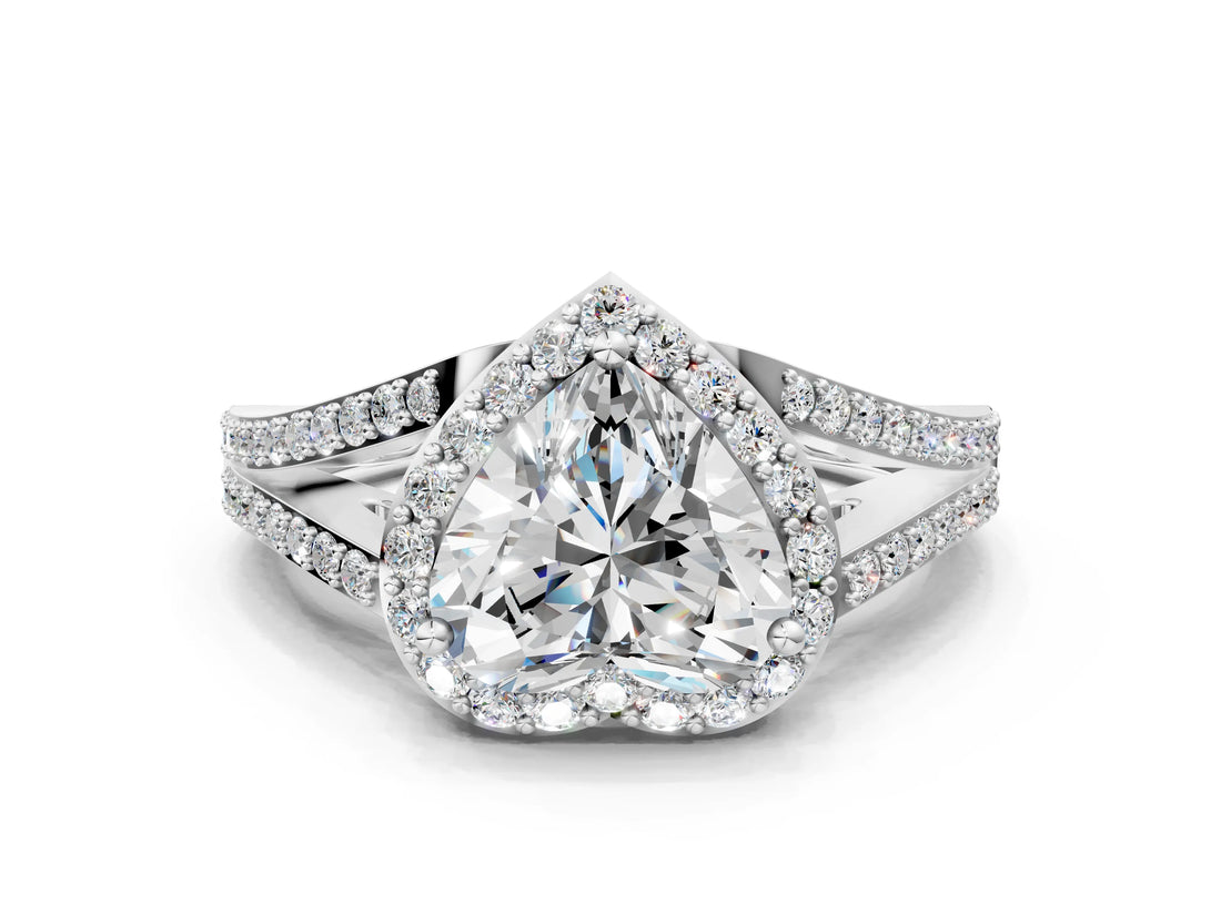 White gold Heart Halo Split Shank Pave Diamond Ring with Four-Prong Setting_49
