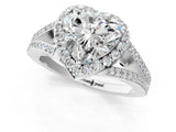 White gold Heart Halo Split Shank Pave Diamond Ring with Four-Prong Setting_50