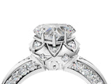 White gold Heart Halo Split Shank Pave Diamond Ring with Petal Prong Setting_24