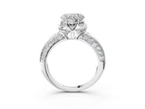 White gold Heart Halo Split Shank Pave Diamond Ring with Petal Prong Setting_28