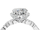 White gold Heart Halo Twist Band Solitaire Ring with Six-Prong Setting_36