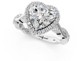 White gold Heart Halo Twist Band Solitaire Ring_20