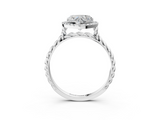 White gold Heart Halo Twisted Band Four-Prong Diamond Ring_23