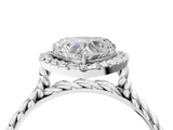 White gold Heart Halo Twisted Band Four-Prong Diamond Ring_24