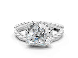 White gold Heart Halo Twisted Band Four-Prong Ring_32