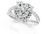 White gold Heart Halo Twisted Band Four-Prong Ring_33