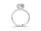 White gold Heart Halo Twisted Band Four-Prong Ring_35