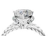 White gold Heart Halo Twisted Band Four-Prong Ring_36