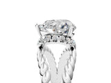 White gold Heart Halo Twisted Band Four-Prong Ring_37