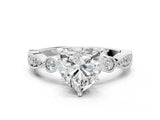 White gold Heart Milgrain Bezel Diamond Engagement Ring with Solitaire Prong Setting_165
