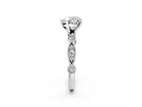 White gold Heart Milgrain Bezel Diamond Engagement Ring with Solitaire Prong Setting_167