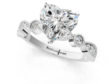 White gold Heart Milgrain Bezel Diamond Engagement Ring with Solitaire Prong Setting_168