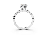 White gold Heart Milgrain Bezel Diamond Engagement Ring with Solitaire Prong Setting_168