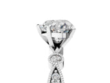 White gold Heart Milgrain Bezel Diamond Engagement Ring with Solitaire Prong Setting_172
