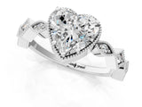 White gold Heart Milgrain Marquise Diamond Twist Band Ring_38