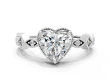 White gold Heart Milgrain Marquise Diamond Twist Band Ring_38