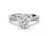 White gold Heart Milgrain Pave Diamond Engagement Ring with Four-Prong Setting_154