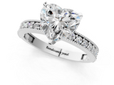 White gold Heart Milgrain Pave Diamond Engagement Ring with Four-Prong Setting_155