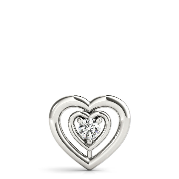 White gold Heart Prong Round Diamond Pendant 1