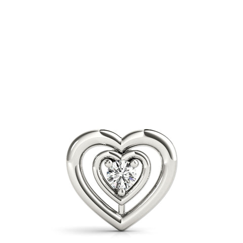 White gold Heart Prong Round Diamond Pendant 1