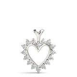 White gold Heart-Shaped Diamond Halo Pendant with Round Brilliant Prong Setting 1