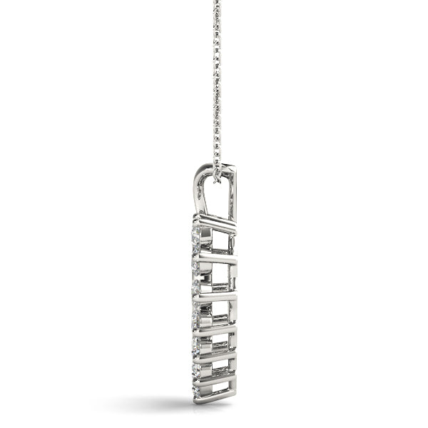 Silver Heart-Shaped Diamond Halo Pendant with Round Brilliant Prong Setting