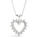 White gold Heart-Shaped Diamond Halo Pendant with Round Brilliant Prong Setting