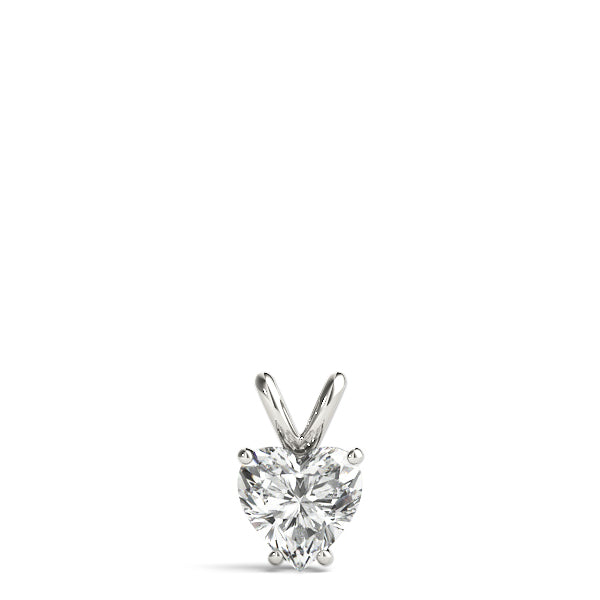 White gold Heart-Shaped Diamond Solitaire Pendant with Four-Prong Setting 1