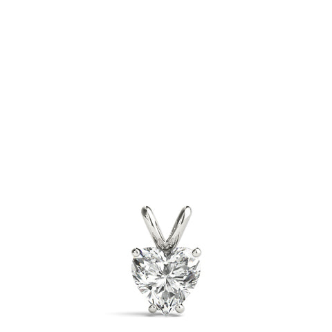 White gold Heart-Shaped Diamond Solitaire Pendant with Four-Prong Setting 1