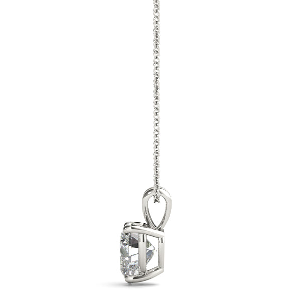 White gold Heart-Shaped Diamond Solitaire Pendant with Four-Prong Setting 2