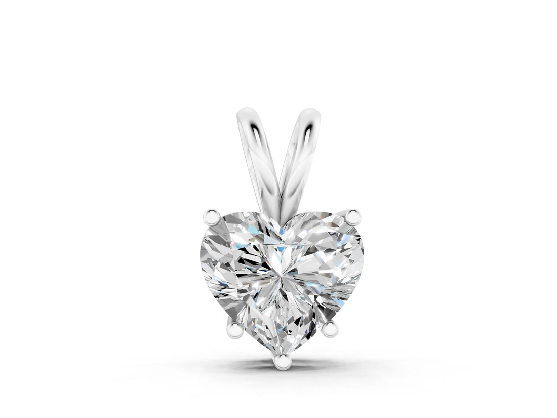 White gold Heart-Shaped Diamond Solitaire Pendant with Four-Prong Setting_34