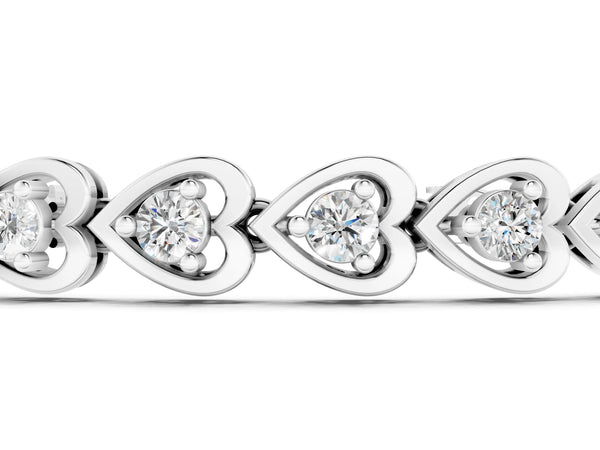 White gold Heart-Shaped Diamond Tennis Bracelet with Channel Setting and Four-Prong Setting