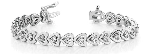 White gold Heart-Shaped Diamond Tennis Bracelet with Channel Setting and Four-Prong Setting