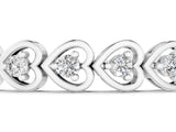 White gold Heart-Shaped Diamond Tennis Bracelet with Channel Setting and Prong Set Stones_15