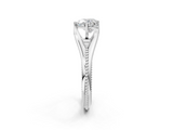 White gold Heart Solitaire Beaded Band Six-Prong Setting_2