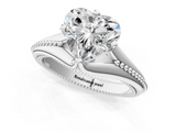 White gold Heart Solitaire Beaded Band Six-Prong Setting_5